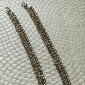 Vintage NIJAY Solid Sterling Silver Anklets – Bell Charms – Pair – 8 Inch